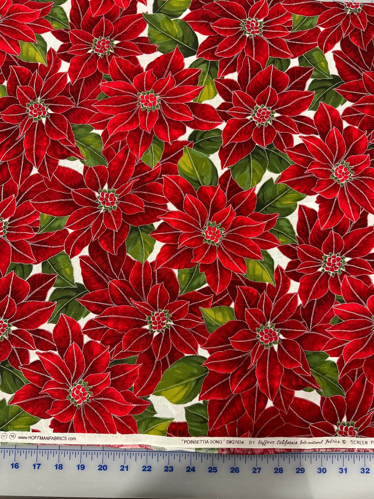 Poinsettia Song #Q7634 by Hoffman California International Fabrics