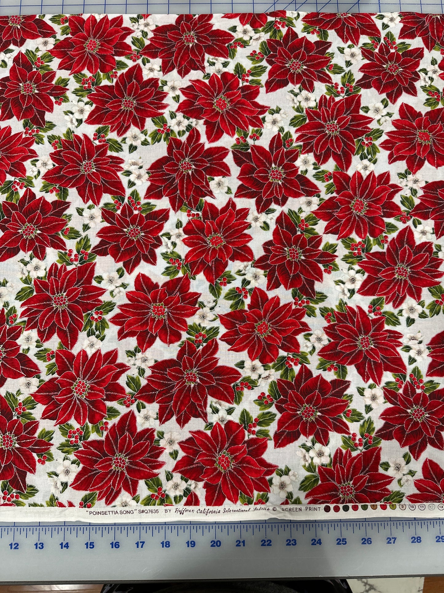 Poinsettia Song #Q7635 by Hoffman California International Fabrics